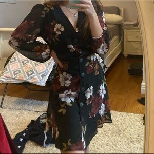 long sleeve floral mini dress